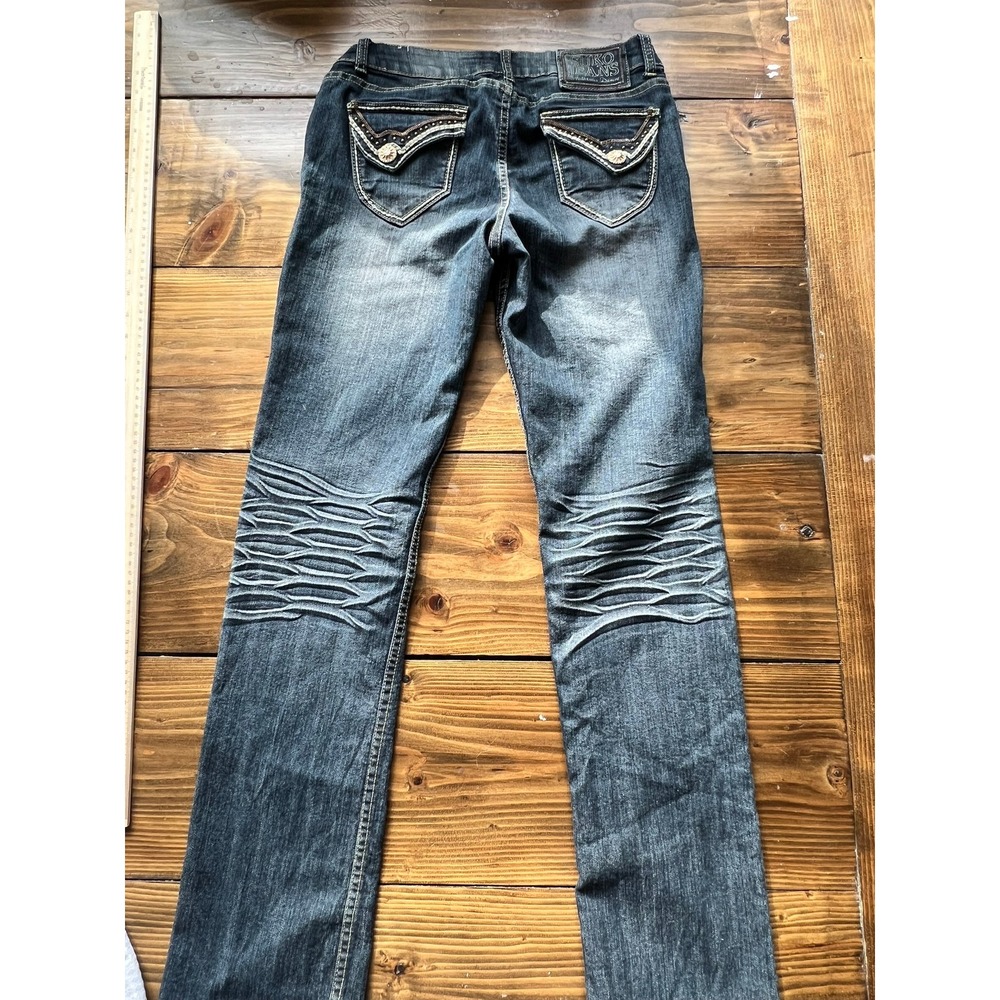 Suko Jeans Womens Size 6 Medium Wash Whiskered Bootcut Embroidered Flap Pocket - Picture 5 of 6